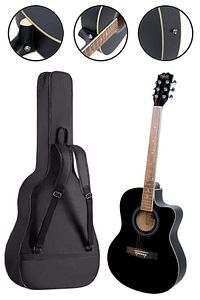 Xc-200bk Kesik Kasa Siyah Akustik Gitar 4/4 Yetişkin Boy (STAND ÇANTA TUNER CAPO ASKI PENA) ürün fotoğrafı