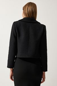 Kadın Siyah Crop Tüvit Blazer Ceket TO00039 ürün fotoğrafı