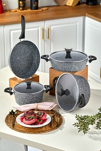 Mastercook 7 Parça Granit Tencere Seti Gri ürün fotoğrafı