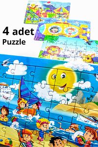 4 Adet Çocuk Eğitici Yapboz Çocuk Puzzle - 30 Parça Renkli Macera Zamanı ürün fotoğrafı