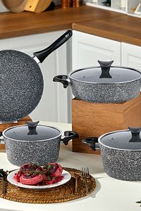Mastercook 7 Parça Granit Tencere Seti Gri ürün fotoğrafı