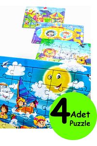 4 Adet Çocuk Eğitici Yapboz Çocuk Puzzle - 30 Parça Renkli Macera Zamanı ürün fotoğrafı