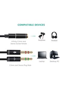 Aux To 2x Aux Kablo 3.5mm Jack Çevirici Mikrofon ve Kulaklk Çoklayıcı Dönüştürücü Aux Stereo Adaptör ürün fotoğrafı