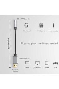 USB To 3.5mm Jack Çevirici Dönüştürücü Kulaklık ve Mikrofon Destekli USB To Aux Dönüştürücü Adaptör ürün fotoğrafı