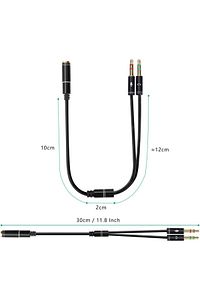 Aux To 2x Aux Kablo 3.5mm Jack Çevirici Mikrofon ve Kulaklk Çoklayıcı Dönüştürücü Aux Stereo Adaptör ürün fotoğrafı