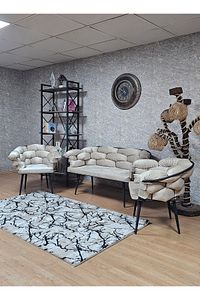 Siyah Boyalı - Bej Döşeme | Balon Çay Seti | Balkon Koltuk | Berjer | Balkon Çay Seti ürün fotoğrafı