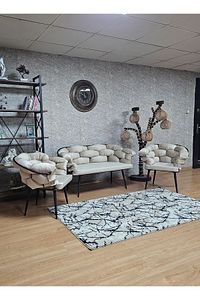 Siyah Boyalı - Bej Döşeme | Balon Çay Seti | Balkon Koltuk | Berjer | Balkon Çay Seti ürün fotoğrafı