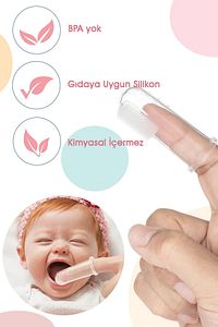Slikon Parmak Bebek Diş Kaşıyıcı ve Şeffaf Renk Yumuşak Fırça Kutulu Erkek ve Kız Çocuk Ürünleri ürün fotoğrafı
