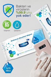 Alkollü Antiviral Islak Mendil 3 x 56 Yaprak ürün fotoğrafı