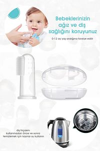 Slikon Parmak Bebek Diş Kaşıyıcı ve Şeffaf Renk Yumuşak Fırça Kutulu Erkek ve Kız Çocuk Ürünleri ürün fotoğrafı