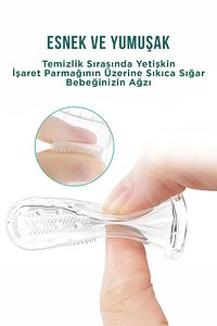 Slikon Parmak Bebek Diş Kaşıyıcı ve Şeffaf Renk Yumuşak Fırça Kutulu Erkek ve Kız Çocuk Ürünleri ürün fotoğrafı