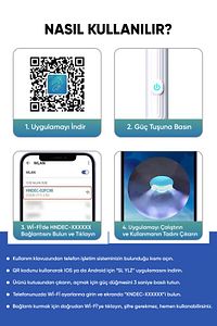 Kameralı Led Işıklı Kablosuz Kulak Temizleme Cihazı 1080p Wi-fi Ios Ve Android Uyumlu Otoskop ürün fotoğrafı