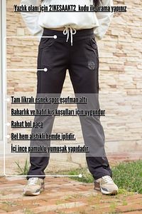Kadın Siyah Şeritli Esnek Rahat Scuba Dalgıç Kumaş Spor Eşofman Altı 21kesaakt1 ürün fotoğrafı