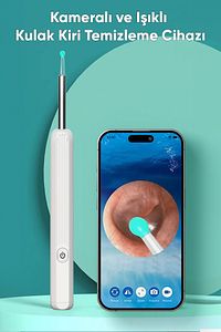 Kameralı Led Işıklı Kablosuz Kulak Temizleme Cihazı 1080p Wi-fi Ios Ve Android Uyumlu Otoskop ürün fotoğrafı
