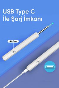 Kameralı Led Işıklı Kablosuz Kulak Temizleme Cihazı 1080p Wi-fi Ios Ve Android Uyumlu Otoskop ürün fotoğrafı