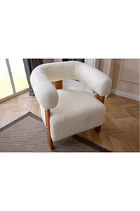 Auramod Teddy Berjer - Krem - Gürgen Ceviz, Salon, Ofis, Balkon ürün fotoğrafı