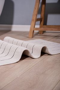 Basic Stripe Doğal Pamuklu 2'li Banyo Paspas Seti 60x100 50x60 Cm Ekru / Siyah Çizgili ürün fotoğrafı