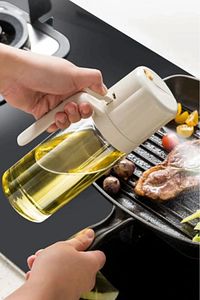 2'li Çift Fonksiyonlu Cam Yağdanlık 450ml Zeytinyağı Sıvıyağ Şişesi Airfryer Sprey Yağlık Sirkelik ürün fotoğrafı