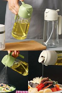 2'li Çift Fonksiyonlu Cam Yağdanlık 450ml Zeytinyağı Sıvıyağ Şişesi Airfryer Sprey Yağlık Sirkelik ürün fotoğrafı