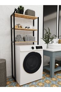 Çamaşır Makinesi Üstü Düzenleyici Raf Banyo Dolabı Rafı Makina Üstü Dolap Raf Ceviz ürün fotoğrafı