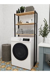 Çamaşır Makinesi Üstü Düzenleyici Raf Banyo Dolabı Rafı Makina Üstü Dolap Raf Ceviz ürün fotoğrafı