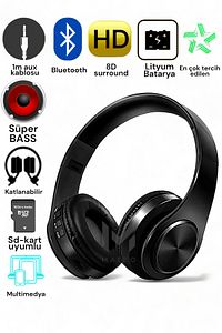 P68 Bluetooth Kablosuz Stereo Kulaklık Wireless, Aux Kablolu ürün fotoğrafı