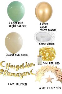 Hoşgeldin Ramazan Gold Yazı Ledli Zincir Balon Seti 11 Ayın Sultanı Ramazan Bayramı Oda Süsleme Seti ürün fotoğrafı