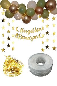 Hoşgeldin Ramazan Gold Yazı Ledli Zincir Balon Seti 11 Ayın Sultanı Ramazan Bayramı Oda Süsleme Seti ürün fotoğrafı