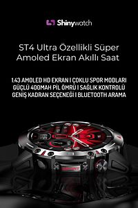 ST4 Ultra Özellikli Süper Amoled Ekran Akıllı Saat 2024 Siyah ürün fotoğrafı