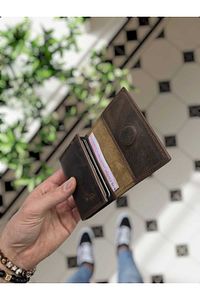 Visso 660 Hakiki Deri Mıknatıslı Kapak Akordeon Kartlık Kadın Erkek Kartlık Cüzdan Çanta ürün fotoğrafı