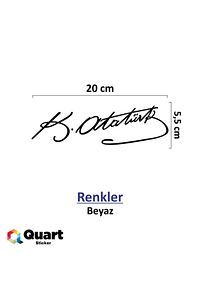 Beyaz 20 Cm Kemal Atatürk Imza Sticker Araba, Oto Araç Sticker ürün fotoğrafı