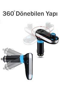 Bluetooth Araç Kiti Kumandalı Fm Transmitter Cihazı Oto Çakmaklık Şarj Soketi Araba Müzik Çalar ürün fotoğrafı