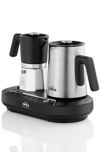 OK0027 OKKA Rich Moka Pot Karıştırıcılı Metal İtalyan ve Türk Kahve Makinesi - Krom 5 Fincan ürün fotoğrafı