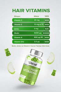 Hair Vitamins Vitamin C Biotin Zinc - Saç Vitamini - Takviye Edici Gıda ürün fotoğrafı