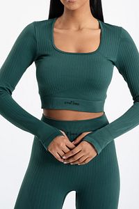 Süper Esnek Dikişsiz Kare Spor Crop ürün fotoğrafı