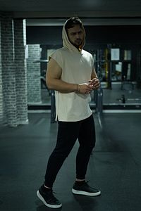 Bej Sporcu Atleti Gym Düz Bej Kapüşonlu Fitness ATLET CapshonOnStage® ürün fotoğrafı