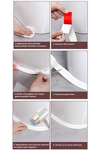 3.2M Banyo Küvet Mutfak Lavabo Su Sızdırmaz Bant Su Geçirmez Kenar Bandı Sızdırmazlık Tamir Beyaz ürün fotoğrafı