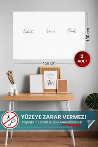 Akıllı Kağıt - 100x150 Cm Beyaz, 2 Adet Yapışkansız Statik Tutunabilir, Pratik Yazı Tahtası Ve Pano ürün fotoğrafı