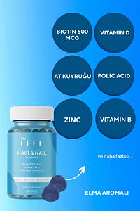 Saç Tırnak Vitamini Çiğnenebilir Vegan Gummy Biotin 5000, Vitamin D, Çinko, Folik Asit, At Kuyruğu ürün fotoğrafı