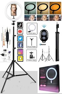 Kumandalı Youtuber Tiktok Çekim Işık Telefon Tutucu Makyaj Işığı Ring Light 10 Inç 2.1 M Tripod ürün fotoğrafı