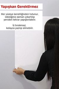 Akıllı Kağıt - 100x150 Cm Beyaz, 2 Adet Yapışkansız Statik Tutunabilir, Pratik Yazı Tahtası Ve Pano ürün fotoğrafı