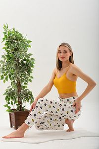Kadın Karakter Baskılı Pamuklu Likralı Yumuşak Örme Pijama Altı ürün fotoğrafı
