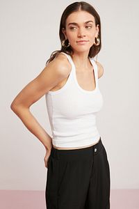 Lıllesol Kadın Fitilli Görünümlü Kalın Askılı Basic Beyaz Atlet ürün fotoğrafı