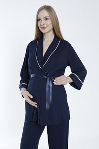 Önden Bağlamalı Geniş Şerit Yakalı Hamile ve Lohusa Pijama Takımı ürün fotoğrafı
