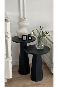Lilyum Mantar Sehpa Siyah Ikili Set (47-57 Cm) ürün fotoğrafı