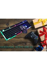 Kablolu Gaming oyuncu Klavye Mouse Mousepad Set Mouse Pad Gamer Işıklı ürün fotoğrafı