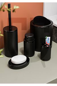 5 Parça Black & Black Banyo Seti Çöp Kovası Diş Fırçalık Sabunluk Fırçalık Seti ürün fotoğrafı