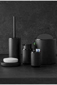 5 Parça Black & Black Banyo Seti Çöp Kovası Diş Fırçalık Sabunluk Fırçalık Seti ürün fotoğrafı