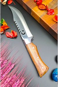 Outdoor Bıçak Piknik Rambo Doğa Dağ Kamp Bıçağı El Yapımı Kılıfl Hediyeli ( Ceviz Ağacı) 28 Cm ürün fotoğrafı