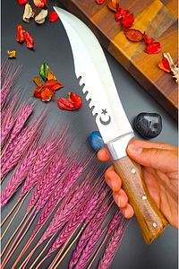 Outdoor Bıçak Piknik Rambo Doğa Dağ Kamp Bıçağı El Yapımı Kılıfl Hediyeli ( Ceviz Ağacı) 28 Cm ürün fotoğrafı